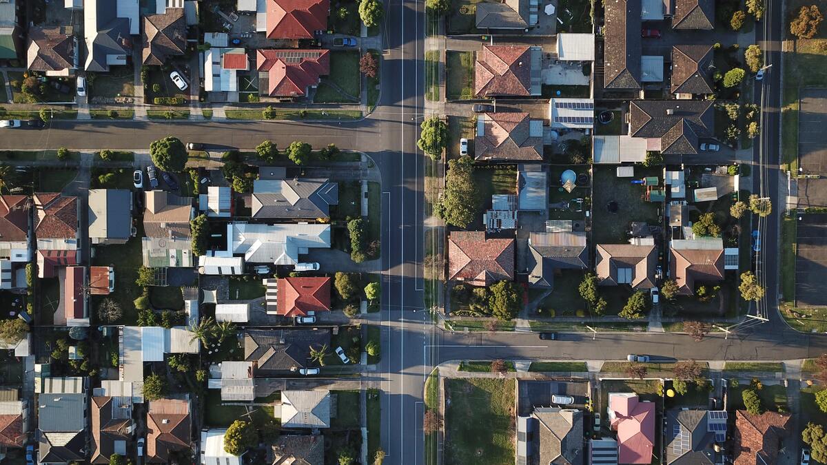 Neighborhood with a row of homes