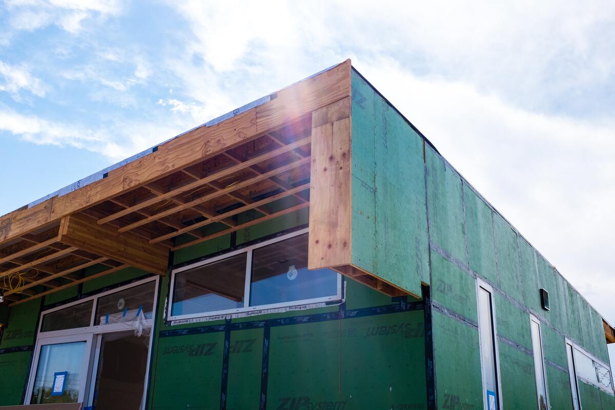 Zip System on a wall of a home being built